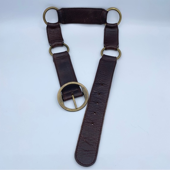 DKNY Vintage Leather Harness Belt Small Brown - Picture 3 of 16